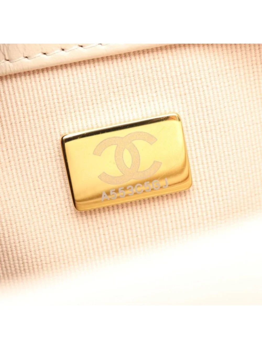 Chanel Shoulder Bag Quilted Beige Leather CC Logo Chain